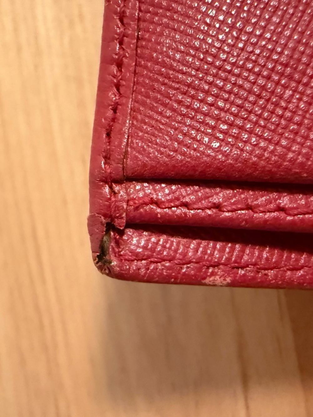 Prada Red Saffiano Leather Compact Wallet Card Holder with Gold Logo with Box - Picture 11 of 16